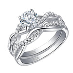 Load image into Gallery viewer, Twist Cross Ring 2 Pcs Set - 925 Sterling Silver - 5A Cubic Zirconia
