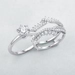 Load image into Gallery viewer, Solitaire Arc Ring Set - Detachable Guard Band 5A CZ - 2 Pcs 925 Sterling Silver
