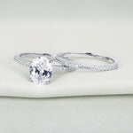 Load image into Gallery viewer, Oval Shape Rings Set 2 pc - 925 Sterling Silver - 1.9Ct 5A CZ Straight Band
