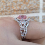 Load image into Gallery viewer, Aurora - Sterling Silver Designer Ring Set -Women Rose Gold Color Pink Oval-AAA Zirconia
