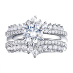 Load image into Gallery viewer, Solitaire Arc Ring Set - Detachable Guard Band 5A CZ - 2 Pcs 925 Sterling Silver
