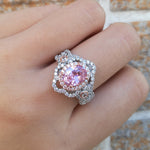 Load image into Gallery viewer, Aurora - Sterling Silver Designer Ring Set -Women Rose Gold Color Pink Oval-AAA Zirconia
