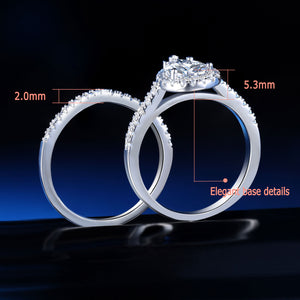 Halo Pear Cut Victory Ring Set - AAAAA Zirconia - 925 Sterling Silver