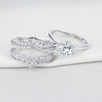 Load image into Gallery viewer, Solitaire Arc Ring Set - Detachable Guard Band 5A CZ - 2 Pcs 925 Sterling Silver
