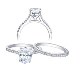 Load image into Gallery viewer, Oval Shape Rings Set 2 pc - 925 Sterling Silver - 1.9Ct 5A CZ Straight Band
