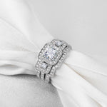 Load image into Gallery viewer, 3 Pcs Wedding Ring Set - 925 Sterling Silver Princess Cut AAAAA CZ
