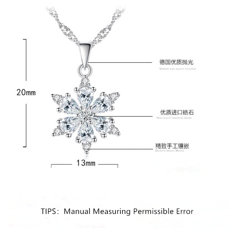 Zircon Snowflake Pendant Necklaces