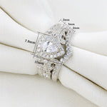 Load image into Gallery viewer, 3 Pcs 925 Sterling Silver Wedding Rings 1.4 Ct Pear Shape 5A CZ
