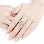 Load image into Gallery viewer, 3 Pcs 925 Sterling Silver Wedding Rings 1.4 Ct Pear Shape 5A CZ
