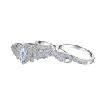 Load image into Gallery viewer, 3 Pcs 925 Sterling Silver Wedding Rings 1.4 Ct Pear Shape 5A CZ
