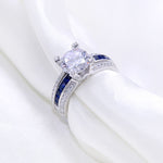 Load image into Gallery viewer, Sterling Silver Bridal Sets - 1.8 Ct BOLD Round Cut Blue sides - 5A CZ
