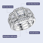 Load image into Gallery viewer, 3 Pcs Wedding Ring Set - 925 Sterling Silver Princess Cut AAAAA CZ
