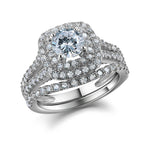 Load image into Gallery viewer, Sterling Silver Designer Ring Sets - Victorian Style Blue Side Stones -AAA CZ
