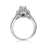 Load image into Gallery viewer, Sterling Silver Designer Ring Sets - Victorian Style Blue Side Stones -AAA CZ
