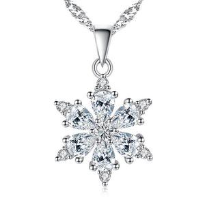 Zircon Snowflake Pendant Necklaces