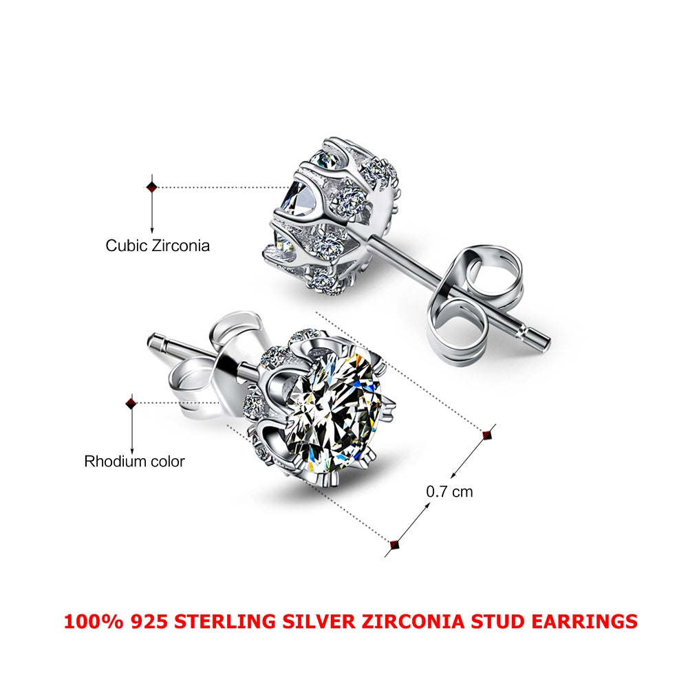 Crown™ Luxury Sterling Silver Zircon Earrings