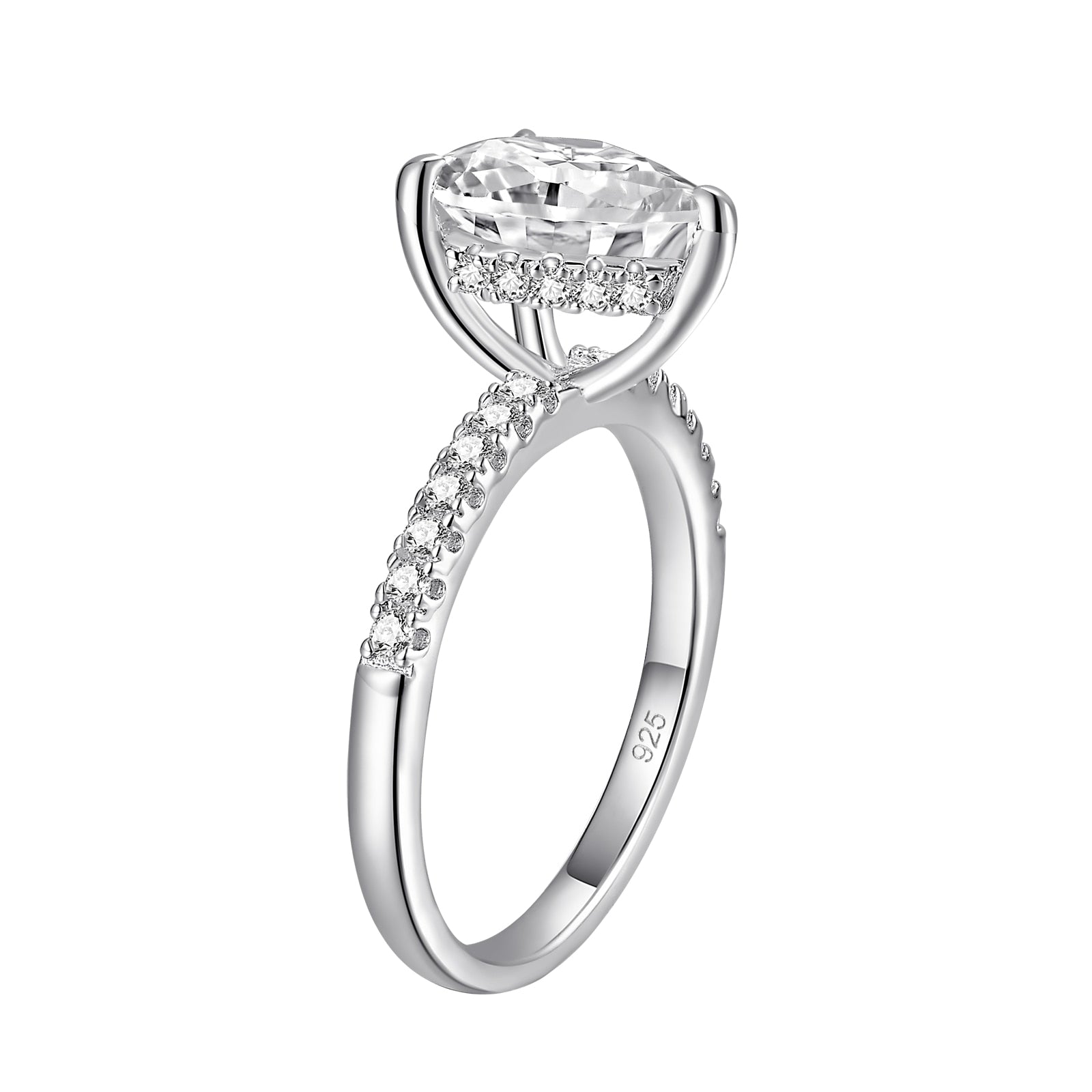 Pear Shape Promise Ring - 925 Sterling Silver - 4.0 Ct  AAAAA CZ