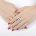 Load image into Gallery viewer, Solitaire Arc Ring Set - Detachable Guard Band 5A CZ - 2 Pcs 925 Sterling Silver
