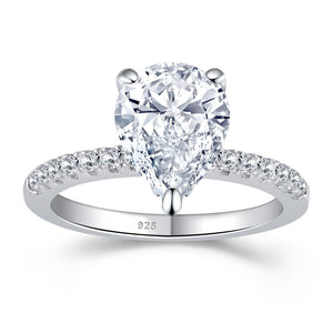 Pear Shape Promise Ring - 925 Sterling Silver - 4.0 Ct  AAAAA CZ