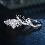 Load image into Gallery viewer, 3 Pcs 925 Sterling Silver Wedding Rings 1.4 Ct Pear Shape 5A CZ
