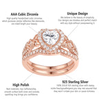 Load image into Gallery viewer, Rose Heart Shape Gold Color - 925 Sterling Silver Ring Set - 5A Cubic Zirconia
