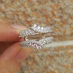 Load image into Gallery viewer, Solitaire Arc Ring Set - Detachable Guard Band 5A CZ - 2 Pcs 925 Sterling Silver
