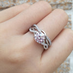 Load image into Gallery viewer, Twist Cross Ring 2 Pcs Set - 925 Sterling Silver - 5A Cubic Zirconia
