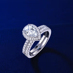 Load image into Gallery viewer, Pear Shape Ring Band Set - Solid 925 Sterling Silver Halo - 5A Cubic Zircons
