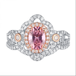 Load image into Gallery viewer, Aurora - Sterling Silver Designer Ring Set -Women Rose Gold Color Pink Oval-AAA Zirconia
