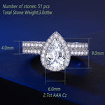 Load image into Gallery viewer, Pear Shape Ring Band Set - Solid 925 Sterling Silver Halo - 5A Cubic Zircons
