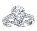 Load image into Gallery viewer, Halo Pear Cut Victory Ring Set - AAAAA Zirconia - 925 Sterling Silver
