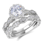 Load image into Gallery viewer, 2.6 Ct Vintage Ring Set White Rnd Cut 5A Zirconia - 925 Sterling Silver
