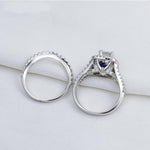 Load image into Gallery viewer, Sterling Silver Designer Ring Sets - Victorian Style Blue Side Stones -AAA CZ
